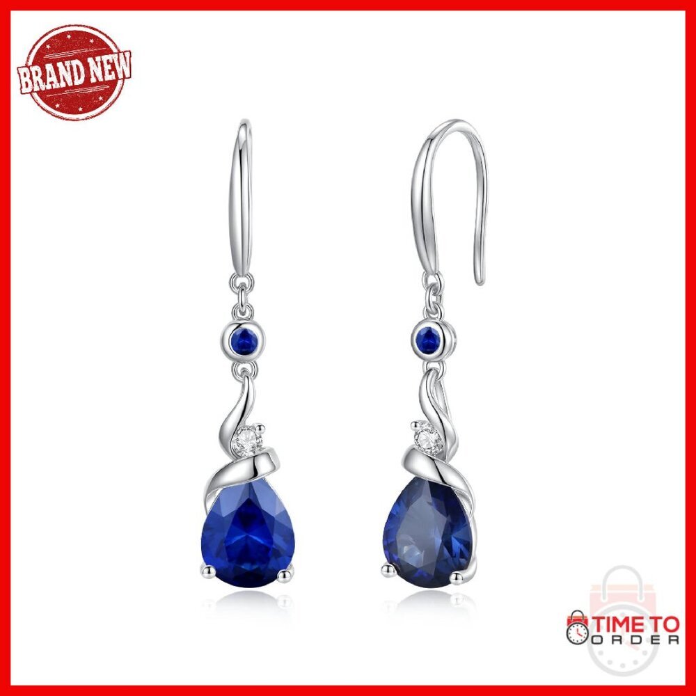 925 Sterling Silver Drop Earrings with Pear Gemstone Fine Jewelry Gift